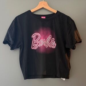 Barbie Black and Pink Cropped T-Shirt